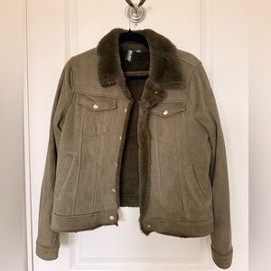 Olive Green Faux Fur Lined Jacket